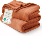 Bedsure GentleSoft Burnt Orange Fleece Throw Blanket - 300GSM Soft Lightweight Plush Cozy Blankets for Bed, Sofa, Couch, Travel, Camping