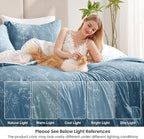 Love's cabin Bluish Grey Comforter Set Queen - Queen Size Comforter Set, 3 Pieces Cute Floral Bedding Sets for All Seasons,1 Soft Reversible Botanical Flowers Comforter and 2 Pillow Shams
