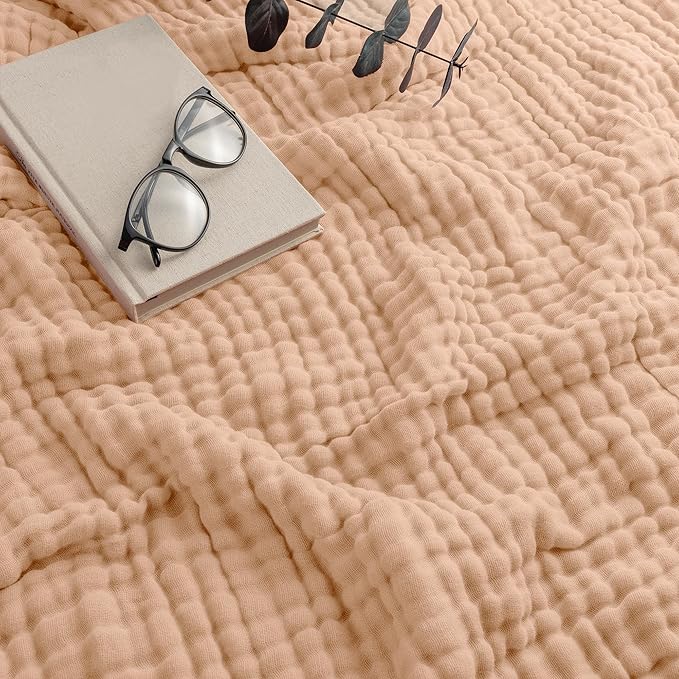 Comfy Cubs Muslin Blanket for Adults Twin 90" x 66" - 6 Layer Soft, Breathable & Lightweight Muslin Adult Blanket - Machine Washable & Designed in The US Bedding for All Seasons - Cream