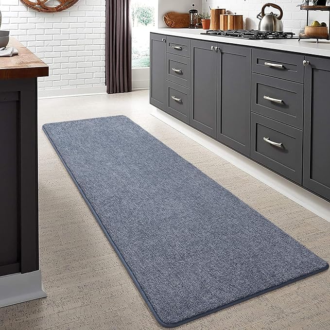 Keeko Soft Hallway Runner Rug, 2x8 Bedside Runner Rugs for Bedroom Living Room Non Slip Washable Modern Memory Foam Rug Low Pile Kitchen Runner Rugs for Nursery Dorm Kids Room Decor Blue