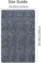 5x8 Grey Fluffy Rugs for Living Room Bedroom Soft Shaggy Fur Rug Modern Indoor Furry Floor Carpet Washable Plush Fuzzy Kids Rug for Nursery Playroom Dorm Decor