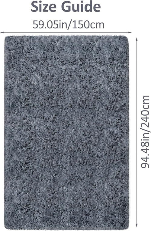 5x8 Grey Fluffy Rugs for Living Room Bedroom Soft Shaggy Fur Rug Modern Indoor Furry Floor Carpet Washable Plush Fuzzy Kids Rug for Nursery Playroom Dorm Decor