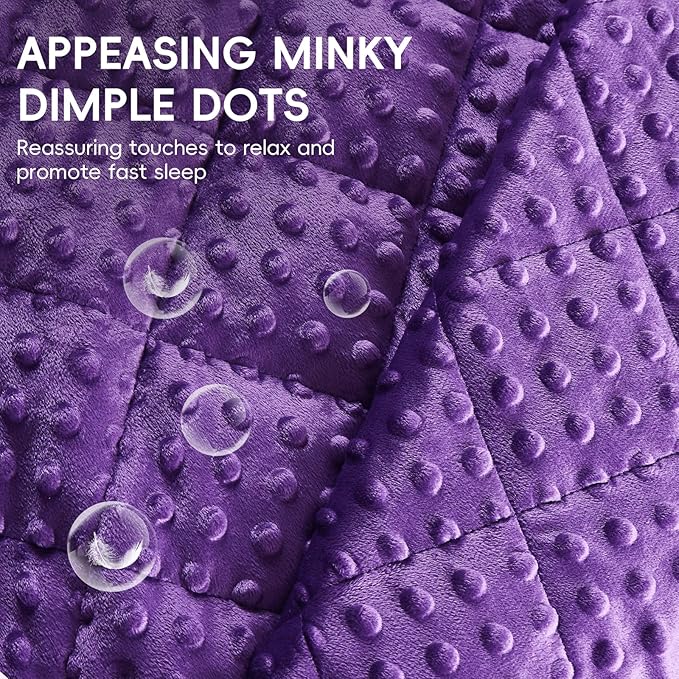 yescool Purple Weighted Blanket 10 Pounds Twin Size Cooling Weighted Throw Blanket, Minky Heavy Blankets Warm Weighted Comforter, Big Washable Thick Blankets Gift for 80-120lbs, 40 * 60in
