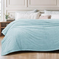 Exclusivo Mezcla Fleece Bed Blankets Queen Size, Ultra Soft, Lightweight and Fuzzy Stone Blue Blanket for Women, Home Decor, 90x90 Inches
