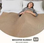 L'AGRATY Knitted Weighted Blanket - 48"x72" 12lbs Cooling Chunky Knit Heavy Blanket for Adults Braided Crochet Throw Thick Cable Yarn Knit Decorative No Beads Evenly Weighted Machine Washable
