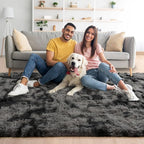 Noahas Large Fluffy 8x10 Area Rugs for Living Room Bedroom,Tie-Dyed Dark Grey Thick Shag Throw Rug,Big Soft Shaggy Bedside Non-Slip Plush Dorm Nursery Kids Carpet