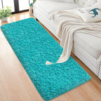 Runner Rug for Bedroom 2x6 Teal Blue Fluffy Shaggy Rug Soft Plush Fuzzy Area Rug Bedside Runners for Hallway Kids Nursery Dorm Playroom Living Room Modern Indoor Decor Carpet