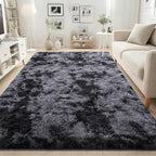 ISEAU Area Rug for Living Room, 5 x 8 Feet Shag Rugs for Bedroom, Modern Indoor Carpet Non-Slip Abstract Aesthetic Fuzzy Rug, Fluffy Rugs for Boys Kids Bedroom Decor, Dark Grey