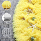 ONASAR Yellow Round Area Rugs 4ft for Bedroom Living Room, Fluffy Circle Rug for Kids Girls Boys Teen, Soft Plush Shaggy Carpet for Nursery Dorm Classroom Playroom Home Decor Aesthetic