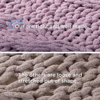 Chunky Knit Blanket Throw - 100% Hand Knitted Chunky Soft Throw Blanket for Couch, Thick and Warm Blanket for Winter, Purple, 40x50 Inches