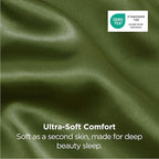 Bedsure Satin Pillowcase for Hair and Skin Queen - Moss Silky Pillowcase 2 Pack with Envelope Closure, Similar to Silk Pillow Cases, Olive Green Decor Gifts for Women Men, 20x30 Inches, 2pcs