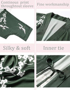 Aensso Long Soft Lightweight Silky Kimonos Robes for Women, Luxury Japanese Floral Womens Kimono Robe
