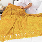 Pavilia Mustard Yellow Chenille Blanket for Twin Size Bed, Soft Gold Knit with Tassel Fringe, Woven Chenille Decorative Blanket for Sofa Couch Living Room Decor Gift, Twin 60x80