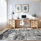 4x10 ft Extra Wide Hallway Rug – Non-Slip Washable Large Carpet Runner for Kitchen, Indoor Entryway, Modern Abstract Low-Pile Thin Floor Mat for Bedroom, Living Room, Dining Room (Black Grey,4x10)