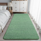 Keeko Soft Hallway Runner Rug, 2x8 Bedside Runner Rugs for Bedroom Living Room Non Slip Washable Modern Memory Foam Rug Low Pile Kitchen Runner Rugs for Nursery Dorm Kids Room Decor Green