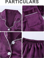 DIPUG 3 Piece Girls Silk Pajamas Set Soft Satin PJs Sleepwear for Comfortable Nights