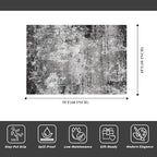 4x5 Washable Entryway Rug – Non-Slip Low Pile Throw Area Rug for Bathroom Kitchen Living Room Bedroom – Modern Abstract Neutral Soft Indoor Small Carpet (Black Grey,4x5)