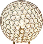 Elegant Designs LT1067-ABS 10" Elipse Crystal Collection Metal Crystal Ball Sequin Table Desk Lamp for Accent Lighting, Décor, Living Room, Antique Brass