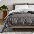 Bare Home Bedding Duvet Cover Extra Long - Premium 1800 Super Soft Collection - Lightweight, Duvet Cover - Soft Textured (Twin/Twin XL, Grid - Grey/White)