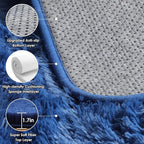 ONASAR Navy Area Rugs for Bedroom Living Room, 4x6 Blue Fluffy Indoor Bedside Floor Rug, Ultra Soft Plush Furry Fuzzy Shaggy Carpet for Nursery Kids Boys Teen Dorm Home Decor Aesthetic