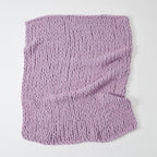 WESHIONGOO Chunky Knit Blanket Throw 51"×63" Knitted Throw Blankets for Couch Bed Fluffy Soft Blanket with Jumbo Chenille Yarn Thick 100% Handmade(Lilac)