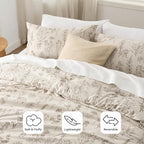 Bedsure Full Comforter Set - Beige Bed Set, 3 Pieces Cute Floral Bedding, 1 Soft Botanical Flowers Comforter and 2 Pillow Shams
