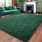 Amdrebio Dark Green Area Rugs for Living Room, 5x8, Fluffy Thick Rug for Bedroom, Soft Indoor Furry Rugs for Kids Room, Teen, Shag Modern Cool Carpet for Nursery Playroom Classroom, Emerald Green