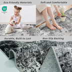 3x15 Ft Long Hallway Runner Rug – Non-Slip Washable Kitchen Floor Rug with Rubber Backing, Modern Low Pile Thin Wide Carpet Runners for Bedroom, Entryway Indoor (Black Grey,3x15)