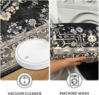 CRYPTOLITE 9x11 Area Rug for Living Room, Modern Washable Rug Non Slip Low Pile Large Area Rugs for Living Room, Bedroom, Farmhouse, Dining Room,Black