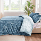 Love's cabin Bluish Grey Twin Comforter Set - Twin XL Size Comforter Set Dorm Bedding, 2 Pieces Cute Floral Bedding, Reversible Flowers Comforter, 1 Comforter & 1 Pillow Sham
