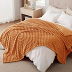 Bedsure GentleSoft Orange Full Blanket for Couch - Cozy Soft Fall Blankets for Women, Cute Small Fleece Throws for Girls, Birthday Gifts for Women, 84x90 Inches