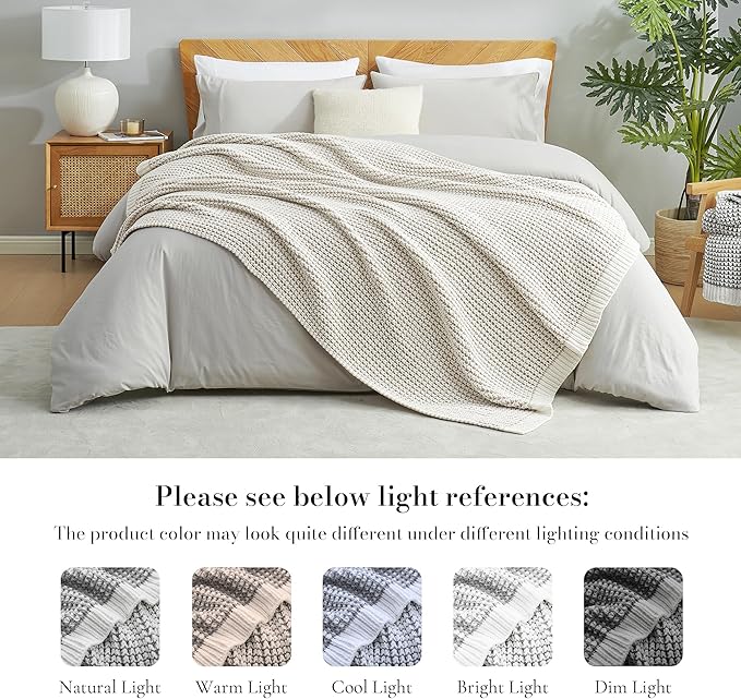Amélie Home Knit Throw Blanket, Soft Chenille Cozy Breathable Pineapple Chunky Decorative Blanket for Couch, Bed & Sofa, French-Inspired Lightweight Warm Gift for Women, Beige, 50"x60"