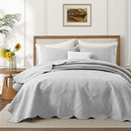 IR Imperial Rooms 10 Pack Twin Quilt Bedding Set (68" x 86") - Bulk Wholesale for Hotels, Guest Bedroom & Airbnbs - Lightweight Microfiber Reversible Floral Embossed Quilts Bedspreads (Silver)