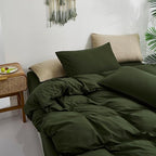 Cottonight Army Green Comforter Set Full Dark Green Bedding Set Plain Blanket Quilts Modern Soft Breathable 3 Piece Comforter Set for Women Men