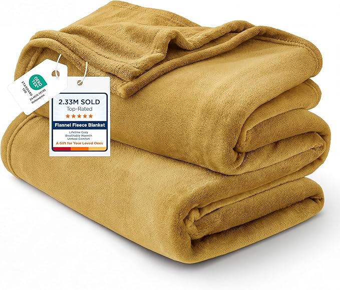 Bedsure GentleSoft Gold Fleece Throw Blanket - 300GSM Blankets for Couch, Sofa, Bed, Soft Lightweight Plush Cozy Throws for Toddlers, 50x60 inches