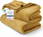 Bedsure GentleSoft Fleece Throw XL Blanket Yellow - 300GSM Soft Lightweight Plush Cozy Blankets for Bed, Sofa, Couch, Travel, Camping, 50x70 inches