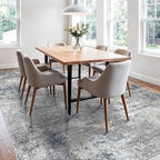 8x10 Washable Living Room Rug – Modern Neutral Abstract Large Area Rug for Bedroom Dining Room Kitchen Home Office Under Table – Non-Slip Low Pile Soft Thin Indoor Carpet（Blue Grey,8x10）