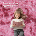 OLANLY Area Rugs for Living Room Bedroom, Machine Washable 4x5.9 Feet Soft Fluffy Shaggy Bedside Rug, Indoor Floor Carpet for Kids Girls and Boys, Nursery Room, Home Decor Aesthetic, Pink Tie-dye