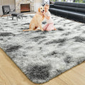 Noahas Fluffy 4x6 Area Rugs for Bedroom Living Room,Tie-Dyed Grey and White Thick Shag Throw Floor Carpet,Soft Shaggy Bedside Non-Slip Plush Dorm Nursery Kids Rug