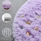 ONASAR Light Purple Round Rugs 6ft for Living Room Bedroom, Fluffy Circle Area Rug for Kids Girls Boys Teen, Soft Plush Shaggy Carpet for Nursery Dorm Classroom Playroom Home Decor Aesthetic