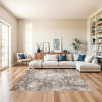 5x8 Washable Living Room Area Rug – Modern Neutral Abstract Rug for Bedroom, Kitchen, Dining Room – Non-Slip Low Pile Soft Indoor Carpet (Brown Beige,5x8)