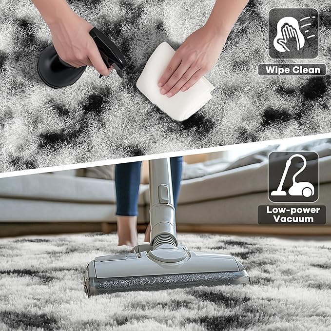 Noahas Large Fluffy 5x8 Area Rugs for Living Room Bedroom,Fuzzy Black and White Thick Shag Throw Rug,Big Soft Shaggy Bedside Non-Slip Plush Dorm Nursery Kids Carpet