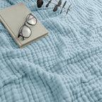 Comfy Cubs Muslin Blanket for Adults Queen 90" x 90" - 6 Layer Soft, Breathable & Lightweight Muslin Adult Blanket - Machine Washable & Designed in The US Bedding for All Seasons - Sky Blue