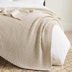 WDCOZY Chunky Cable Knit Throw Blanket Super Soft Warm Knitted Throw Blanket for Couch, Sofa, Chair, Bed Lightweight Breathable Cozy Comfortable Home Decorative Camel Tan Beige 50x60 Inches