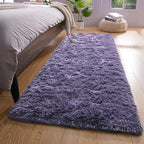 YJ.GWL Fluffy Runner Rugs for Bedroom Living Room Soft Shag Rug 2x6 Feet, Grey-Purple Plush Carpet Non Slip for Nursery Dorm, Fuzzy Bedside Rug for Kids Boys Room Home Decor