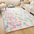 Litanika 6x9 Shag Area Rug for Living Room Bedroom, Tie-Dyed Rainbow High Pile Soft Plush Shaggy Furry Cute Bedside Playroom Dorm Carpet, Non-Slip, Non-Shedding Modern Indoor Floor Rug