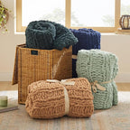 Bedsure Chunky Knit Throw Blanket for Couch - 100% Hand Knitted, 5.06 lbs GentleSoft Blanket with Giant Chenille Yarn for Bed Living Room Home Decor, Thick and Cozy, Sage Green, 50x60 Inches