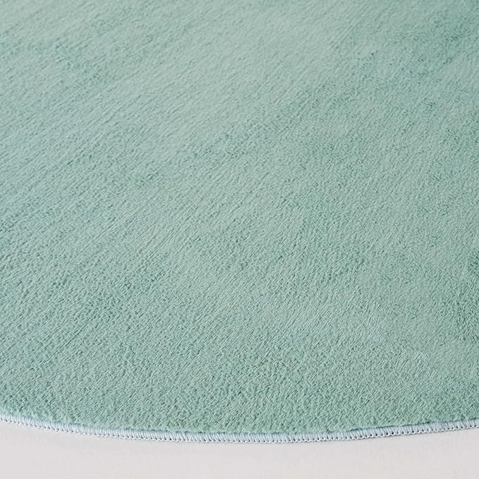 SAFAVIEH Washable Rug Faux Rabbit Fur Shag Collection - 6' Round, Sage, Slip Resistant & Easy Cleaning, Ideal for Living Room, Bedroom, Kids Playroom, Nursery, Dining Space (FRF100W)