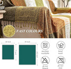 Boho Couch Cover - Hippie Chenille Jacquard Bohemian Chair Couch Sofa and Bed Furniture Cover with Colorful Tribal Pattern (Green, 87" x 102")