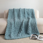 Luxury Chunky Knit Blanket Throw, Handmade Thick Chenille Yarn Throw 50x60, Cable Knit Crochet Blanket, Decorative Cozy and Soft Crochet Throw Blanket for Couch Home Decor